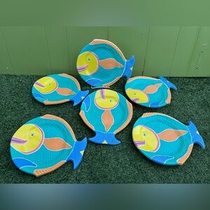 Vintage, Ullman Leisure Time Plastic Decorative Fish Plates- Set of 6